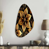 Golden Lily On Black II - Asymmetric Metal Wall Art