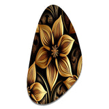 Golden Lily On Black II - Asymmetric Metal Wall Art