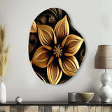 Golden Lily On Black II - Asymmetric Metal Wall Art