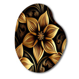 Golden Lily On Black II - Asymmetric Metal Wall Art