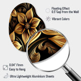 Golden Lily On Black II - Asymmetric Metal Wall Art