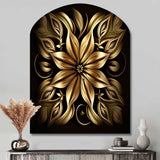 Golden Lily On Black IV - Asymmetric Metal Wall Art