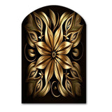 Golden Lily On Black IV - Asymmetric Metal Wall Art