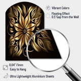 Golden Lily On Black IV - Asymmetric Metal Wall Art