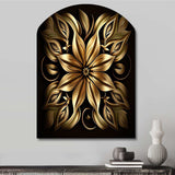 Golden Lily On Black IV - Asymmetric Metal Wall Art