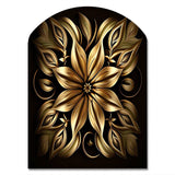 Golden Lily On Black IV - Asymmetric Metal Wall Art