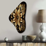 Golden Lily On Black IV - Asymmetric Metal Wall Art