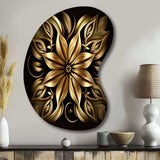 Golden Lily On Black IV - Asymmetric Metal Wall Art