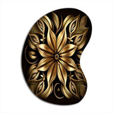 Golden Lily On Black IV - Asymmetric Metal Wall Art