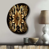 Golden Lily On Black IV - Asymmetric Metal Wall Art