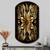 Golden Lily On Black IV - Asymmetric Metal Wall Art