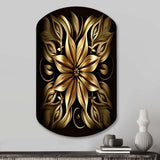 Golden Lily On Black IV - Asymmetric Metal Wall Art