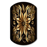 Golden Lily On Black IV - Asymmetric Metal Wall Art