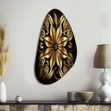 Golden Lily On Black IV - Asymmetric Metal Wall Art