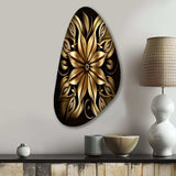 Golden Lily On Black IV - Asymmetric Metal Wall Art