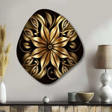 Golden Lily On Black IV - Asymmetric Metal Wall Art