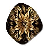 Golden Lily On Black IV - Asymmetric Metal Wall Art