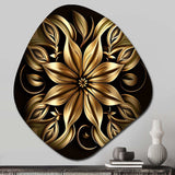 Golden Lily On Black IV - Asymmetric Metal Wall Art