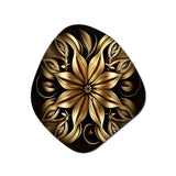 Golden Lily On Black IV - Asymmetric Metal Wall Art