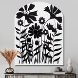 Black And White Graphic Flowers V - Asymmetric Metal Wall Art