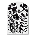 Black And White Graphic Flowers V - Asymmetric Metal Wall Art