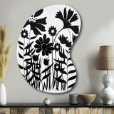 Black And White Graphic Flowers V - Asymmetric Metal Wall Art