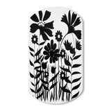 Black And White Graphic Flowers V - Asymmetric Metal Wall Art