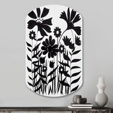 Black And White Graphic Flowers V - Asymmetric Metal Wall Art