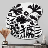 Black And White Graphic Flowers V - Asymmetric Metal Wall Art