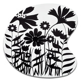 Black And White Graphic Flowers V - Asymmetric Metal Wall Art