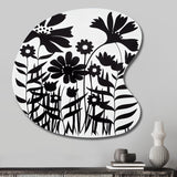 Black And White Graphic Flowers V - Asymmetric Metal Wall Art