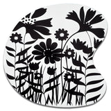 Black And White Graphic Flowers V - Asymmetric Metal Wall Art