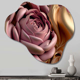 Pink And Gold Glam Flowers II - Asymmetric Metal Wall Art