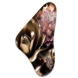 Pink And Gold Glam Flowers IV - Asymmetric Metal Wall Art