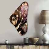 Pink And Gold Glam Flowers IV - Asymmetric Metal Wall Art