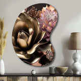 Pink And Gold Glam Flowers IV - Asymmetric Metal Wall Art