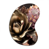 Pink And Gold Glam Flowers IV - Asymmetric Metal Wall Art