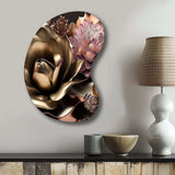 Pink And Gold Glam Flowers IV - Asymmetric Metal Wall Art