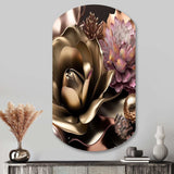 Pink And Gold Glam Flowers IV - Asymmetric Metal Wall Art