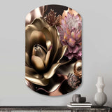 Pink And Gold Glam Flowers IV - Asymmetric Metal Wall Art