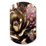 Pink And Gold Glam Flowers IV - Asymmetric Metal Wall Art