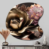 Pink And Gold Glam Flowers IV - Asymmetric Metal Wall Art