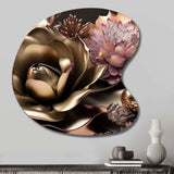 Pink And Gold Glam Flowers IV - Asymmetric Metal Wall Art