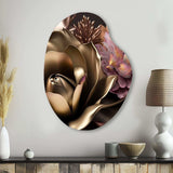 Pink And Gold Glam Flowers IV - Asymmetric Metal Wall Art