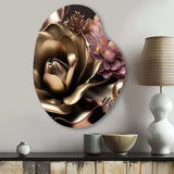 Pink And Gold Glam Flowers IV - Asymmetric Metal Wall Art