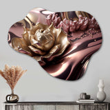 Pink And Gold Glam Flowers V - Asymmetric Metal Wall Art