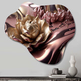 Pink And Gold Glam Flowers V - Asymmetric Metal Wall Art