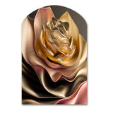 Retro Vintage Abstract Pink And Gold Flowers III - Asymmetric Metal Wall Art