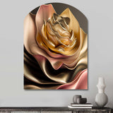 Retro Vintage Abstract Pink And Gold Flowers III - Asymmetric Metal Wall Art