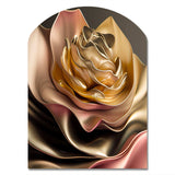 Retro Vintage Abstract Pink And Gold Flowers III - Asymmetric Metal Wall Art